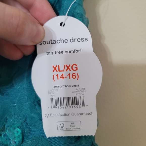 NWT wonder nation Girls XL 14/16 Green soutache dress - Picture 2 of 4